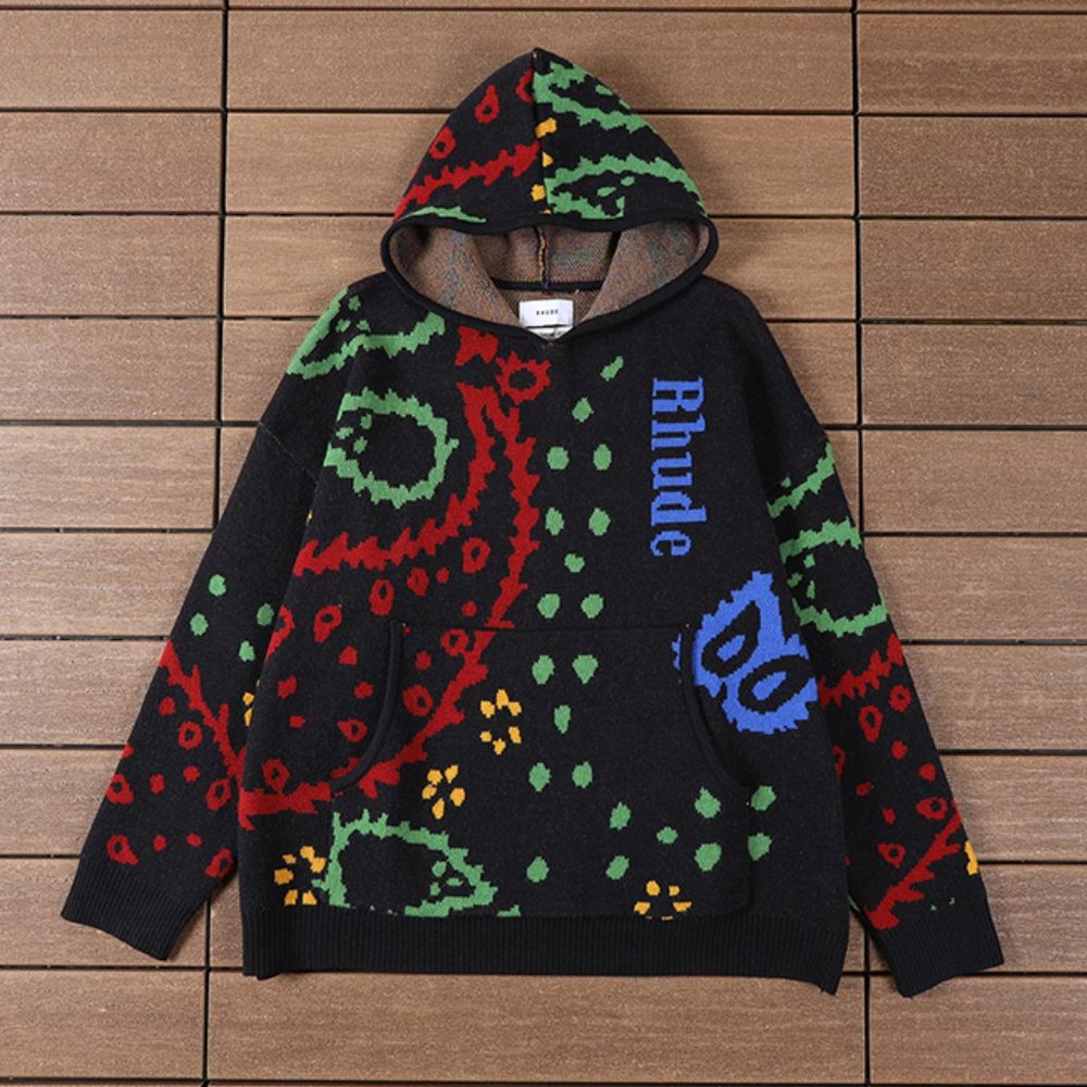 Rhude Colorful Bandanna Knitted Hoodies
